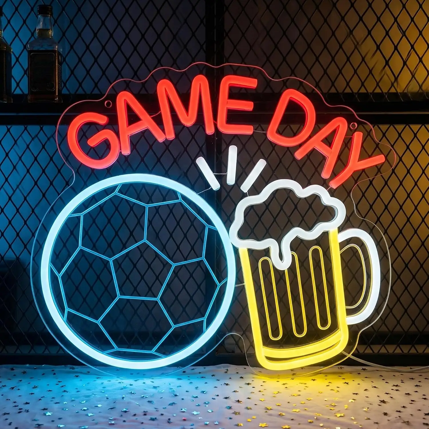 Home Gym Neon Sign - LED-Neonschild Fußball-Neonlicht USB-betriebene Wandlampe für Sportbar,