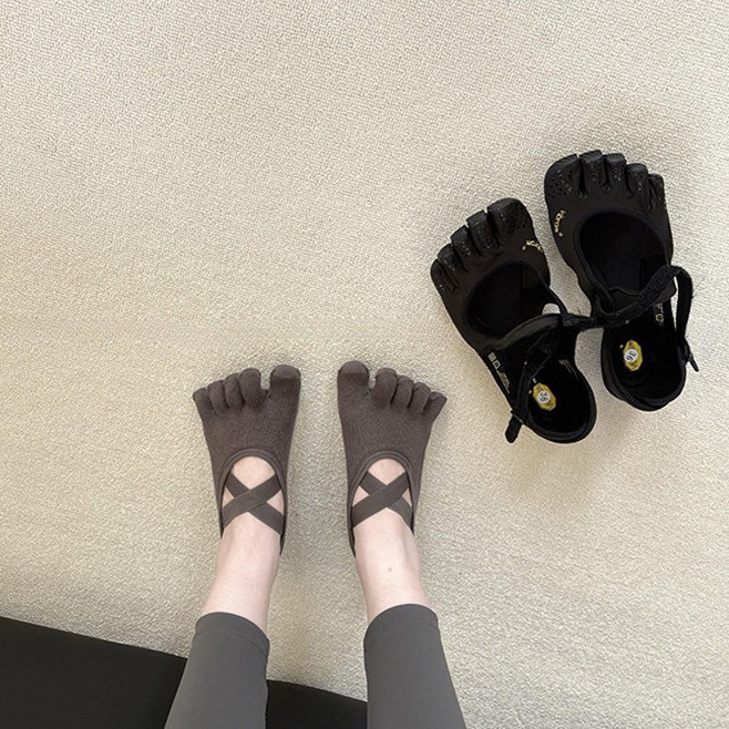 Home Gym Yoga - Damen Yoga-Socken mit Kreuzriemen und Fünf